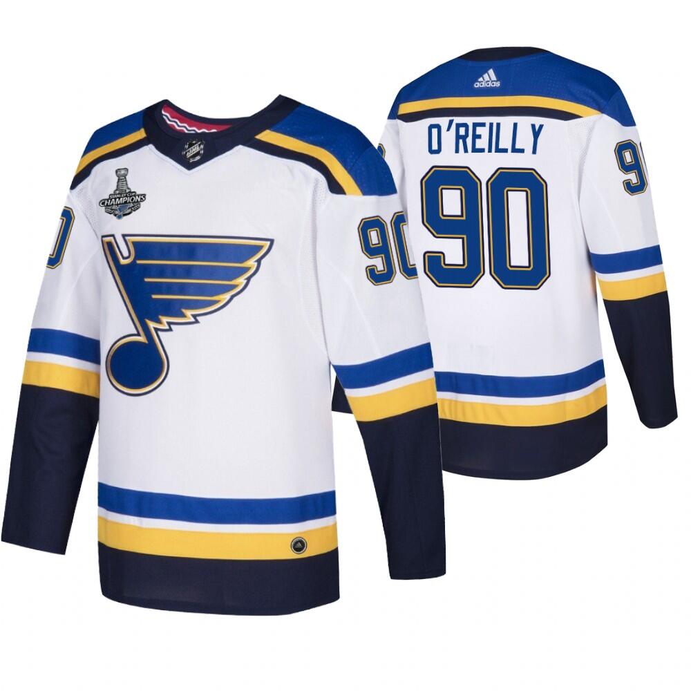 Men's St. Louis Blues #90 Ryan O'Reilly White 2019 Stanley Cup Champions Stitched NHL Jersey
